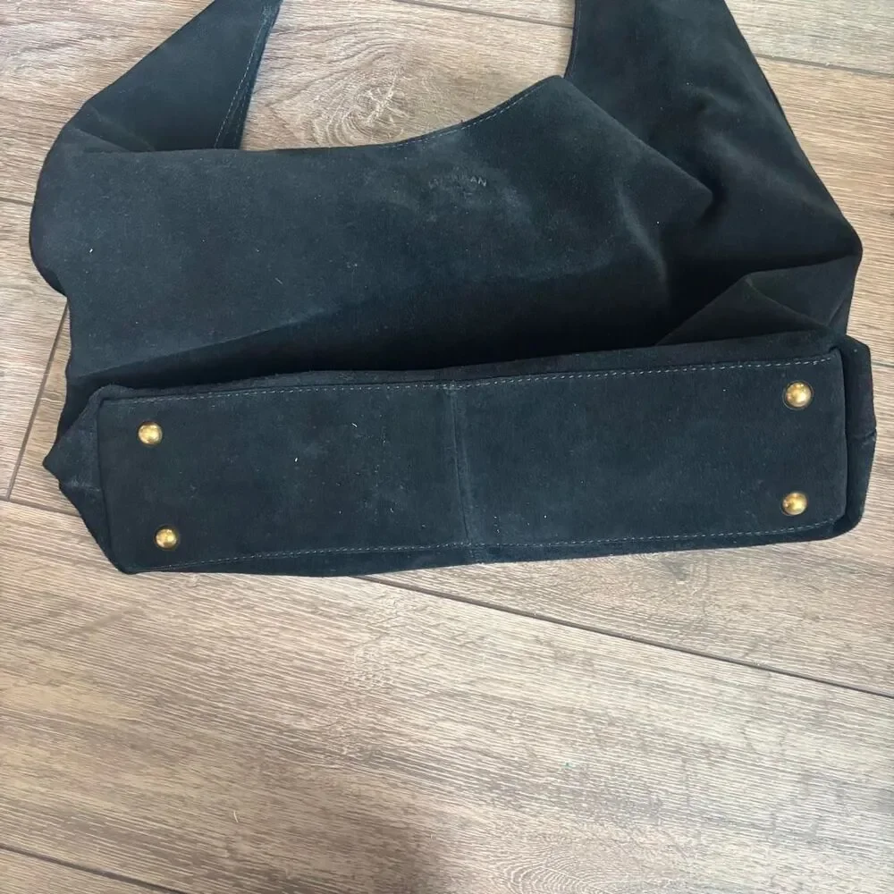 American Leather black leather hobo tote bag